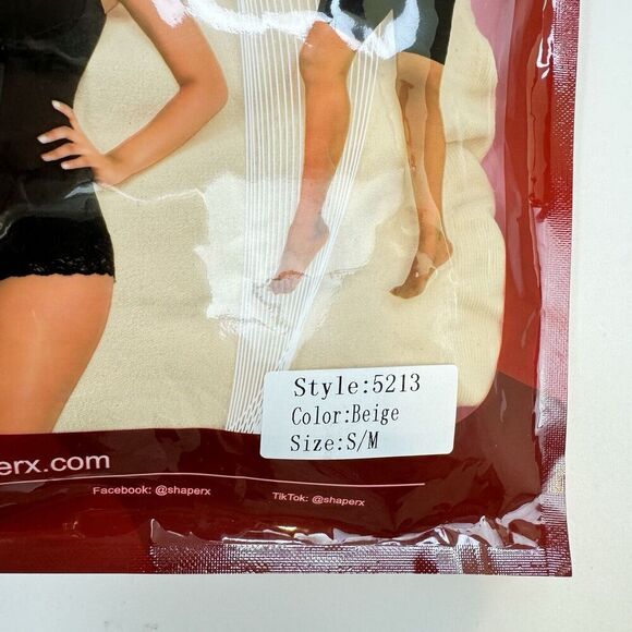 SHAPERX Bodysuit Tummy Control Shapewear Bodysuit S/M Beige STYLE 5213 NEW! - Picture 9 of 12